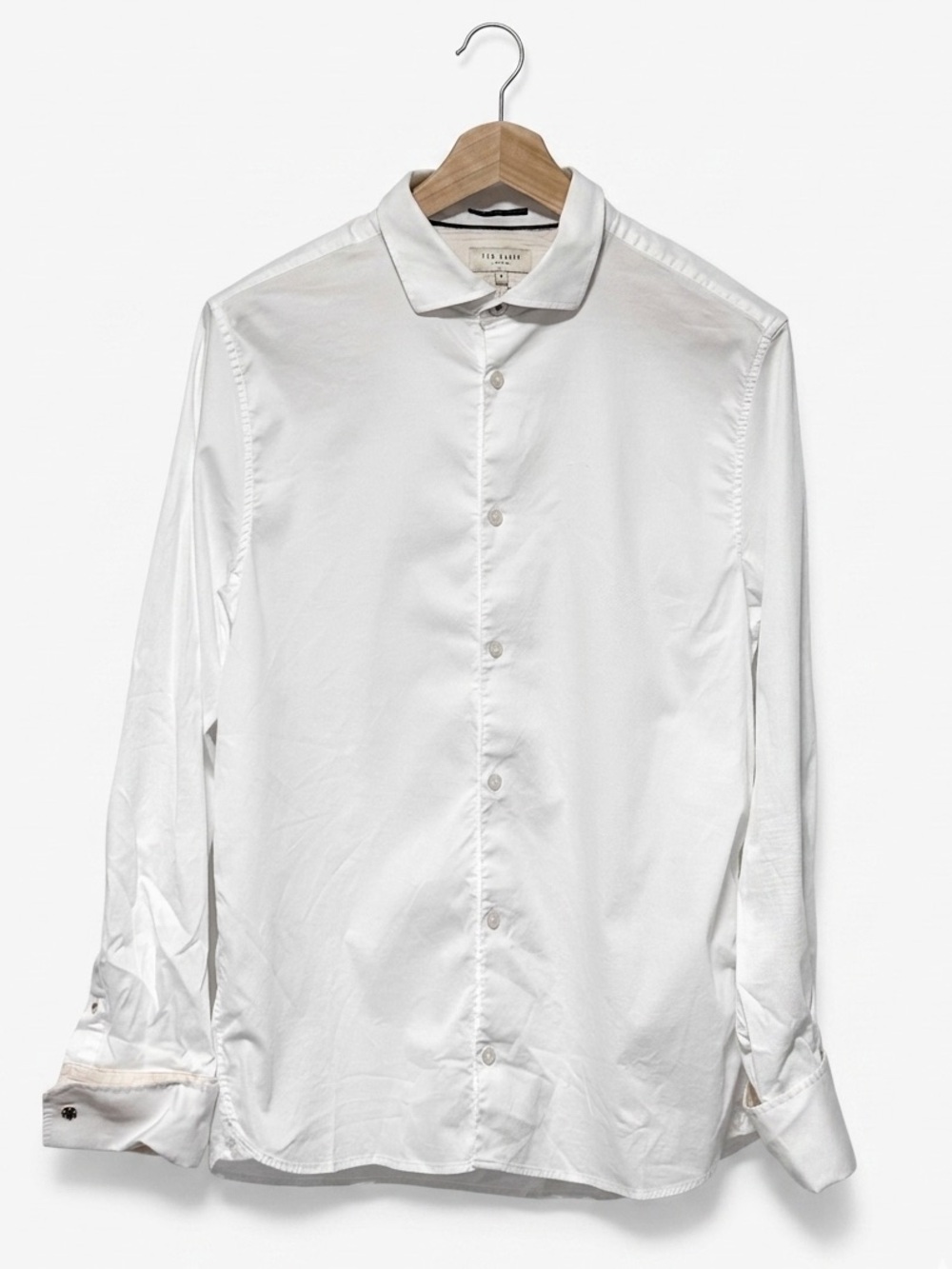 TED BAKER White Dobby Textured Cotton Dress Shirt Size 6 L Luxury